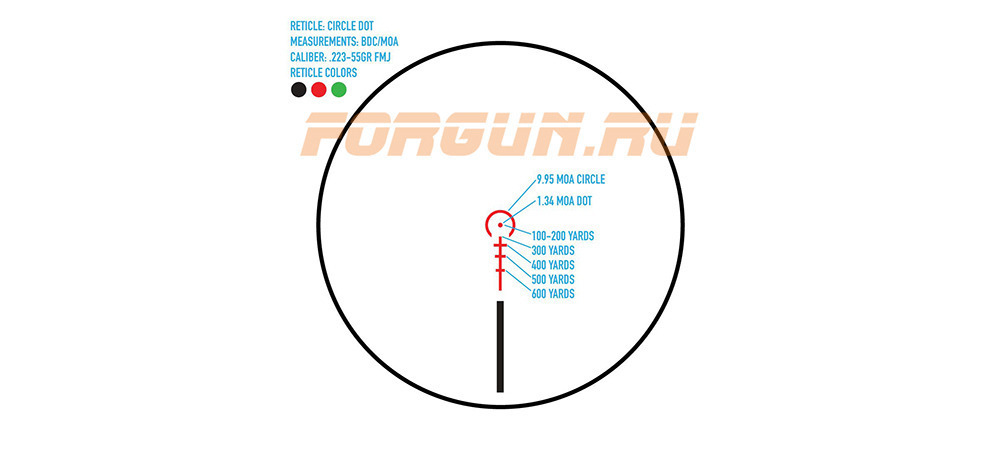 Метка прицела Firefield RapidStrike 1-6x24 SFP с кронштейном, сетка Circle Dot с подсветкой (FF13070K)